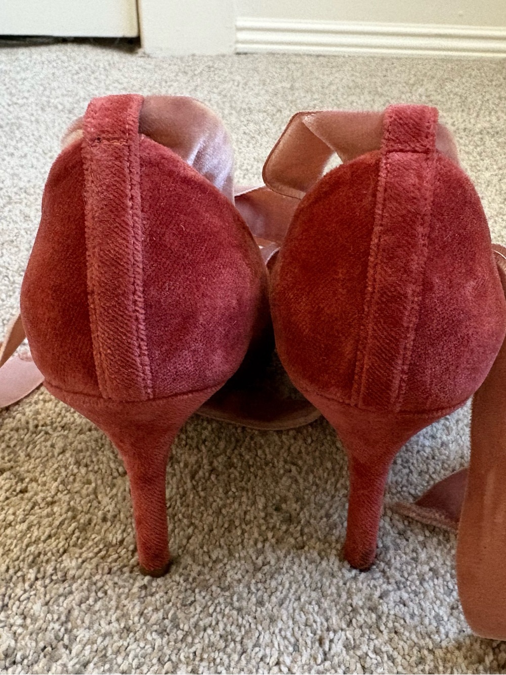 J.Crew - Women’s Elsie Velvet Ankle-Wrap Pumps - Rust Blush Pink - Size 6.5 - Picture 9 of 11